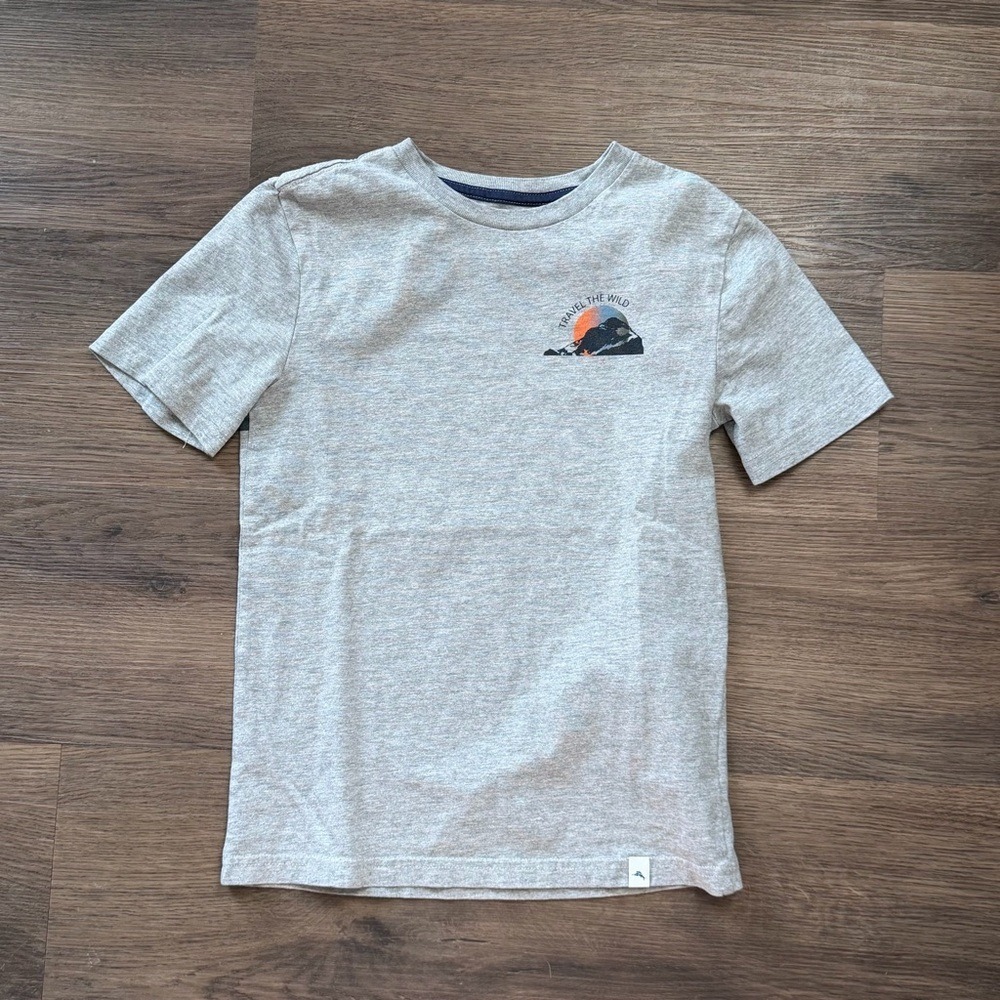 Tommy Bahama Boys Gray Travel‎ the Wild Mountain Graphic T-Shirt Size M 7/8
